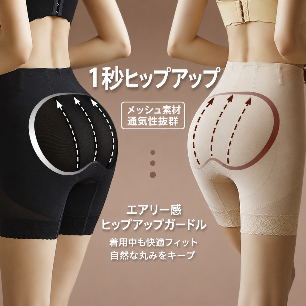 Auronuit】Airy Lift ヒップアップガードル｜通気性メッシュで自然な丸みへ